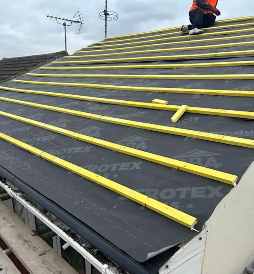 Completed roof on UK semi-detached house